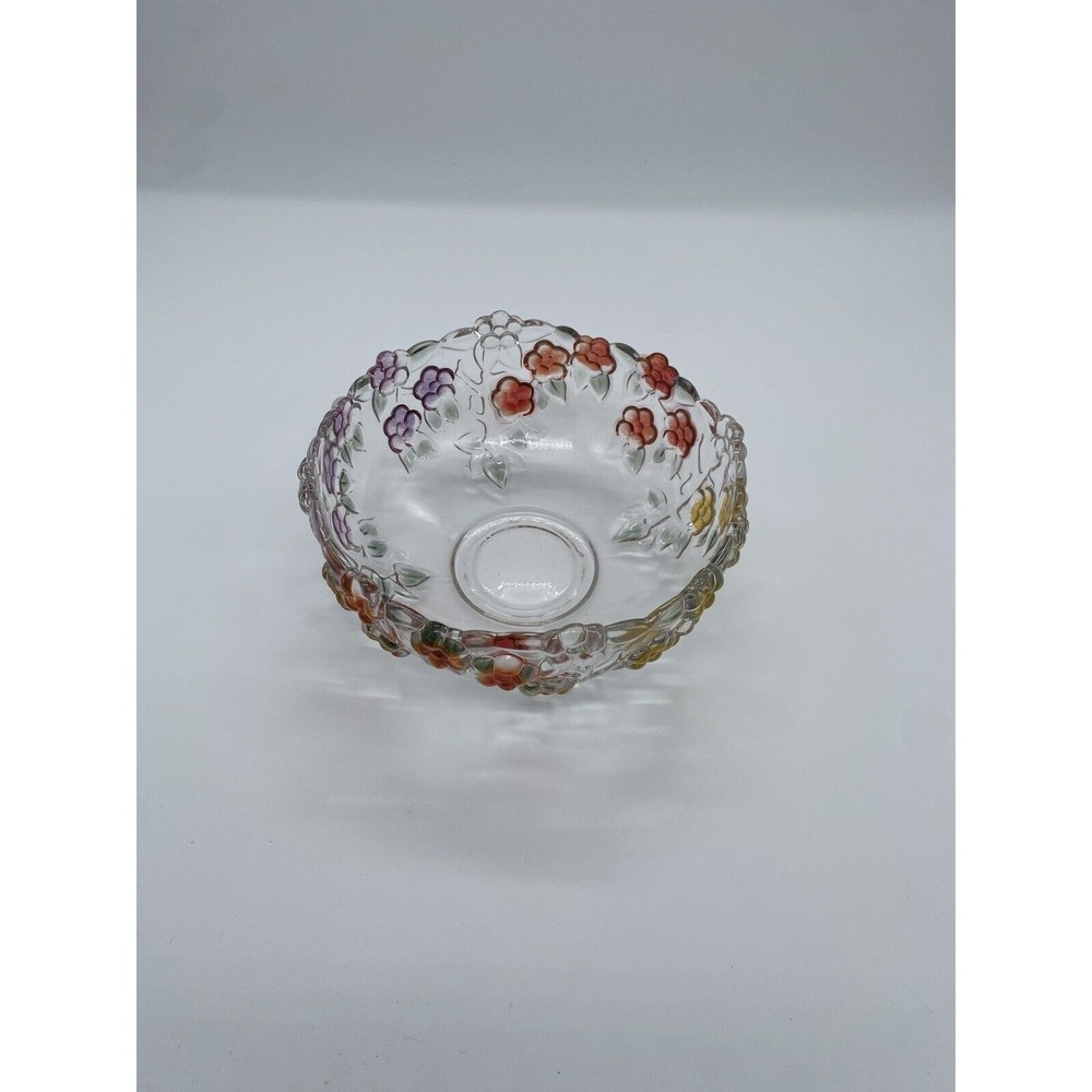 Vintage Art Deco Walther Glass (Germany) Glass Bowl with colord Fruit motif 9"